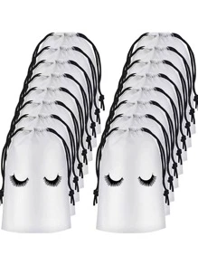 4 Cái/bộ Túi Nhựa Bảo Quản, Lông Mi In Dây Rút Đa Năng Túi Đựng Mỹ Phẩm Du Lịch - trắng - Xem 4