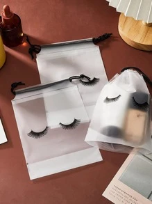 4 Cái/bộ Túi Nhựa Bảo Quản, Lông Mi In Dây Rút Đa Năng Túi Đựng Mỹ Phẩm Du Lịch - trắng - Xem 3