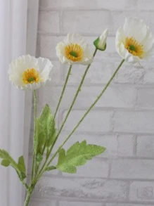 1pc Artificial Poppy, Fake Poppy For Home Decor - White - View 7