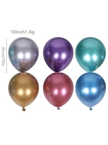 20 piezas/set Globo decorativo 10 pulgadas látex de color metálico para fiesta - Plateado - Ver 4