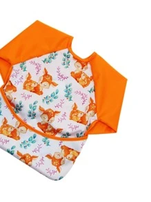 Bebé Babero con patrón de ciervo manga larga - Naranja - Ver 3