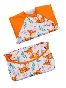 Bebé Babero con patrón de ciervo manga larga - Naranja - Ver 4