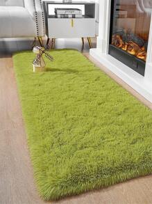 1入組素色防滑地毯綠色毛絨地墊家用 - 綠色 - 查看 7