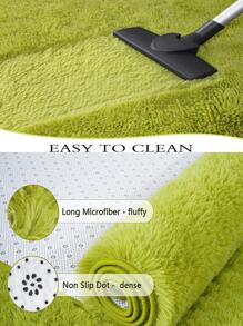 1入組素色防滑地毯綠色毛絨地墊家用 - 綠色 - 查看 3