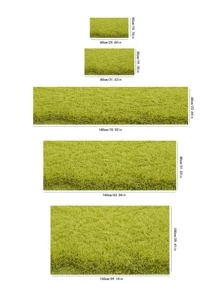 1入組素色防滑地毯綠色毛絨地墊家用 - 綠色 - 查看 2