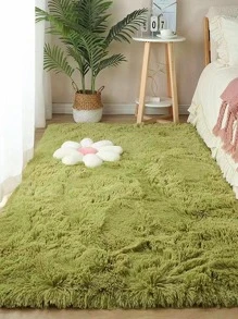 1入組素色防滑地毯綠色毛絨地墊家用 - 綠色 - 查看 6