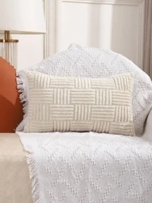 1入組無填充物幾何設計靠墊套現代超細纖維家居裝飾枕套 - 米色 - 查看 4