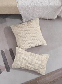 1入組無填充物幾何設計靠墊套現代超細纖維家居裝飾枕套 - 米色 - 查看 2