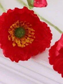 1入組人造罌粟花家居裝飾用假罌粟花 - 紅色 - 查看 7