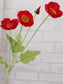 1入組人造罌粟花家居裝飾用假罌粟花 - 紅色 - 查看 5