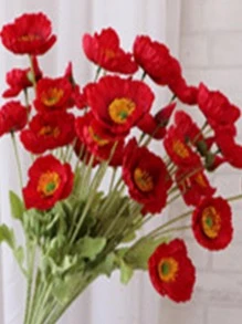 1入組人造罌粟花家居裝飾用假罌粟花 - 紅色 - 查看 4