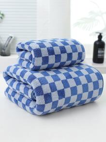1 chiếc khăn tắm treo bằng nhung san hô dệt họa tiết kẻ caro dày dặn thấm hút cao dùng cho mặt, tắm, phòng tắm, khăn tắm đa năng dùng cho thẩm mỹ viện, khách sạn, thể thao, đồ dùng gia đình, khăn tắm, khăn tắm chăm sóc da - Màu xanh lam - Xem 12