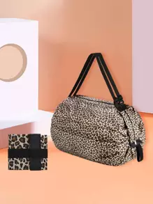 1 chiếc Da Báo Tổ Chức Du Lịch, Có Thể Gập Lại Di Động Mua Sắm Túi cho Ngoài Trời, Du Lịch - Màu vàng - Xem 1