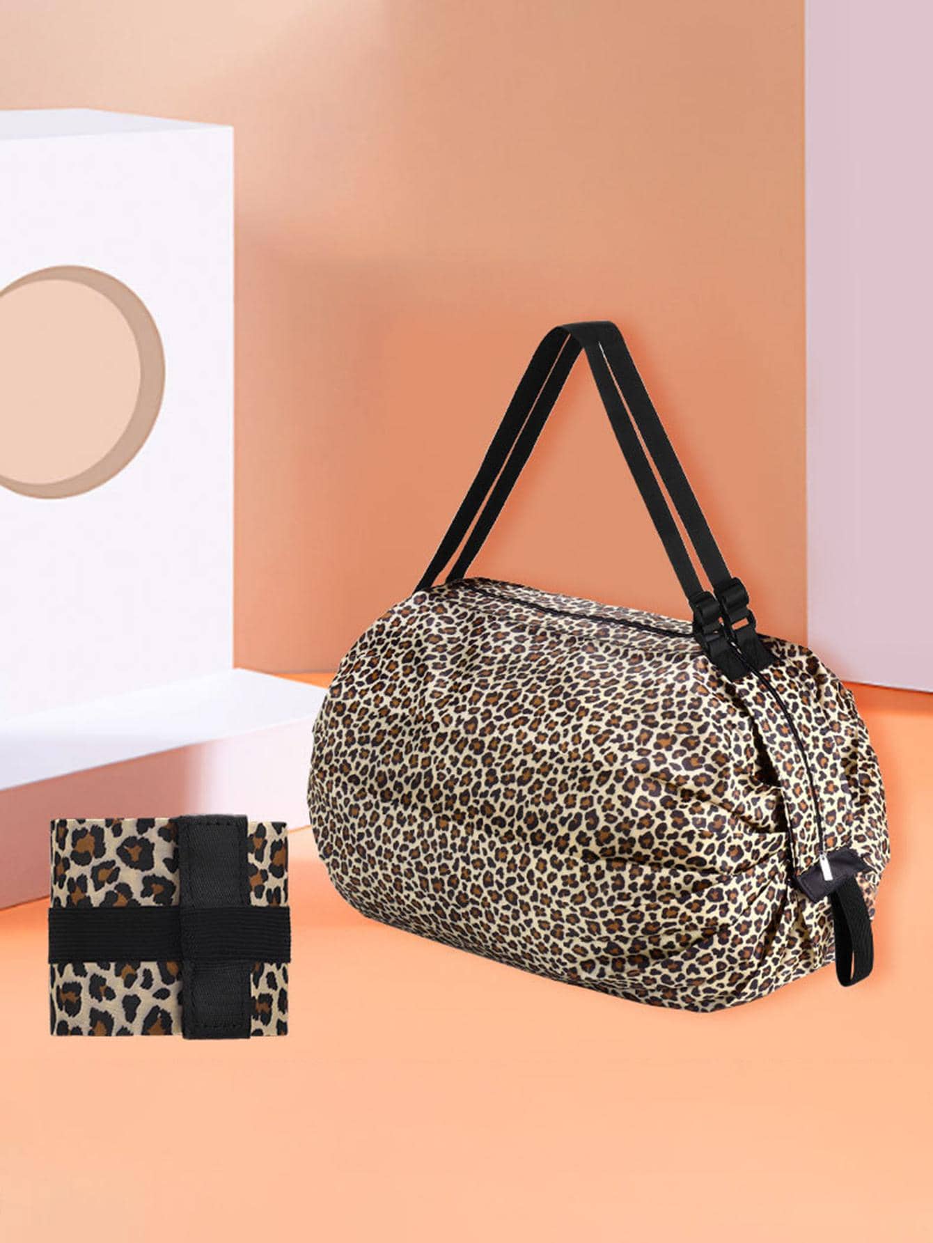 1 chiếc Da Báo Tổ Chức Du Lịch, Có Thể Gập Lại Di Động Mua Sắm Túi cho Ngoài Trời, Du Lịch - Màu vàng - Xem 1