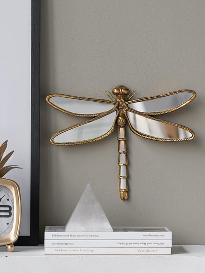1pc Dragonfly Design Wall Hanging, Vintage Mirror Surface Hanging Decoration, For Home Decor,Home Decor ,Room Decor,Wall Decor Gifts Birthday Graduation