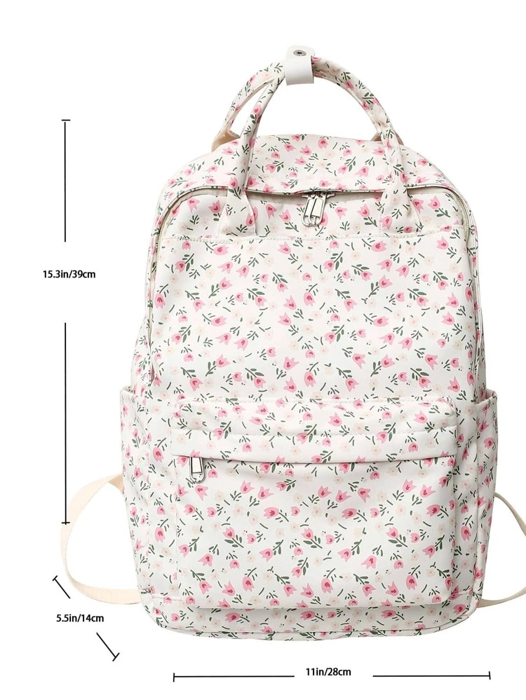 Medium Fashion Backpack Flower Pattern With Bag CharmSchool Backpack,School BagLarge Capacity,Classic,Casual,CuteFor Teen Girls Women College StudentsCollege,Middle School, High School,Outdoors, Travel, Outings,Back To School, School Supplies,Backpack For School,School Bookbag,Cute