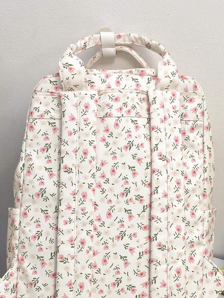 Medium Fashion Backpack Flower Pattern With Bag CharmSchool Backpack,School BagLarge Capacity,Classic,Casual,CuteFor Teen Girls Women College StudentsCollege,Middle School, High School,Outdoors, Travel, Outings,Back To School, School Supplies,Backpack For School,School Bookbag,Cute