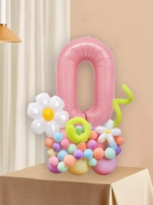 número & en forma de flor globo 32 pulgadas globo para de fiesta de cumpleaños - Multicolor - Ver 2
