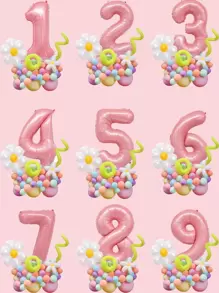 número & en forma de flor globo 32 pulgadas globo para de fiesta de cumpleaños - Multicolor - Ver 1