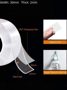 1pc PMMA Tape, Transparent Thickened Nano Double-sided Adhesive For Home - Clear - View 3
