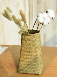 1入組大號編織白色花盆用於家居裝飾竹子植物育苗盆 - 白色 - 查看 5