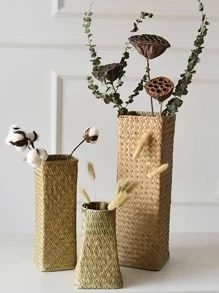 1入組大號編織白色花盆用於家居裝飾竹子植物育苗盆 - 白色 - 查看 1