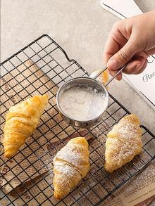 1入組銀色麵粉篩廚房用不銹鋼篩