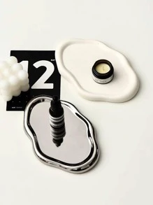 1pc Porcelain Jewelry Tray, Silver Cloud Shaped Desktop Tray For Home - Silver - View 9