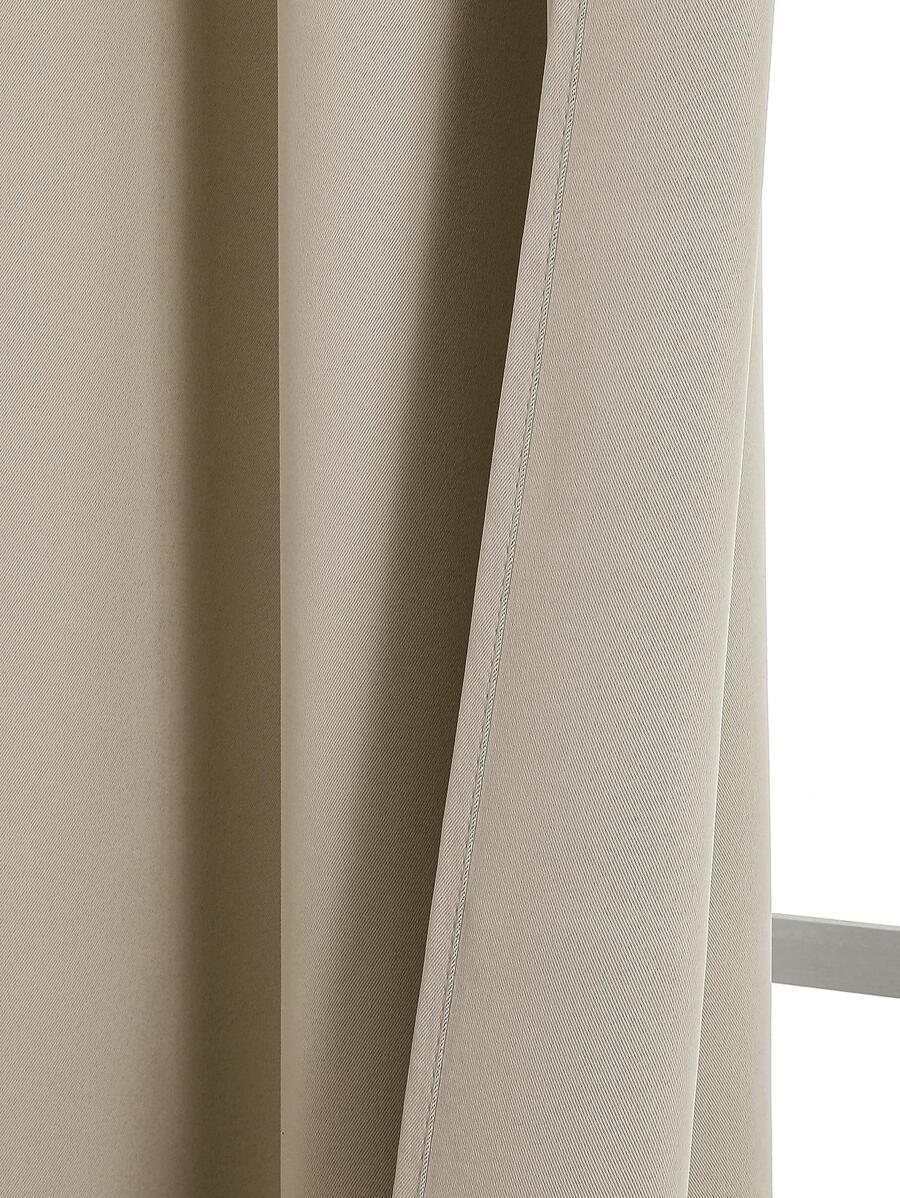 1 tấm rèm che nắng bằng polyester màu trơn, rèm cách nhiệt, rèm chặn tia UV cho phòng ngủ, phòng khách - Màu be - Xem 1