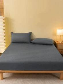 1 tấm ga trải giường mềm mại và thoáng khí màu trơn chải kỹ, ga trải giường đơn giản và hiện đại cho nệm cỡ lớn, vỏ bọc giường phòng ngủ, bộ đồ giường màu hồng, bộ đồ giường màu trắng, bộ đồ giường đơn/đôi có vỏ bọc (không bao gồm gối và vỏ gối) - màu đen - Xem 4