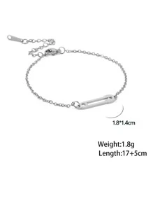 Safety Pin Decor Bracelet - Silver - View 3
