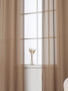 1 Kaki Đơn Bảng Sheer Màn Tối Giản Polyester Xếp Ly Lọc Sáng Riêng Tư Màn Sheer Cho Gia Đình - Cà phê nâu - Xem 6