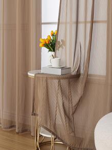 1 Kaki Đơn Bảng Sheer Màn Tối Giản Polyester Xếp Ly Lọc Sáng Riêng Tư Màn Sheer Cho Gia Đình - Cà phê nâu - Xem 1