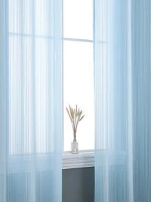 Rèm bảng điều khiển màu xanh lam, rèm lọc ánh sáng polyester hiện đại riêng tư cho gia đình - Màu xanh lam - Xem 6