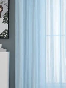 Rèm bảng điều khiển màu xanh lam, rèm lọc ánh sáng polyester hiện đại riêng tư cho gia đình - Màu xanh lam - Xem 7