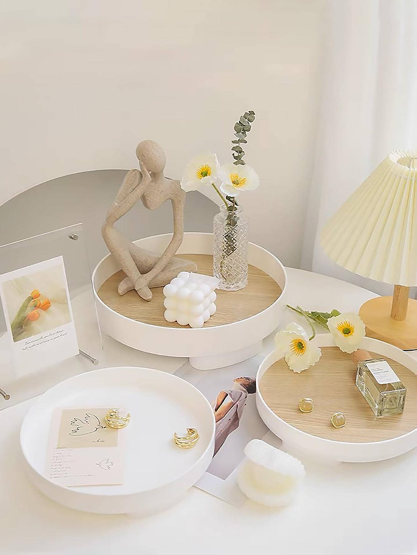 1入組塑料首飾收納托盤家用極簡主義白色首飾托盤 - 白色 - 查看 1