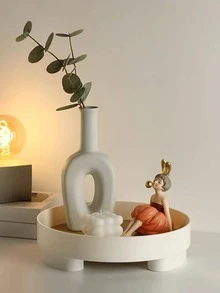 1入組塑料首飾收納托盤家用極簡主義白色首飾托盤 - 白色 - 查看 8