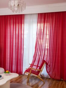Polyester Sheer Panel Curtain, Minimalist Red Light Filtering Privacy Sheer Curtain For Living Room