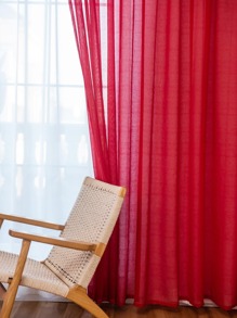 Polyester Sheer Panel Curtain, Minimalist Red Light Filtering Privacy Sheer Curtain For Living Room