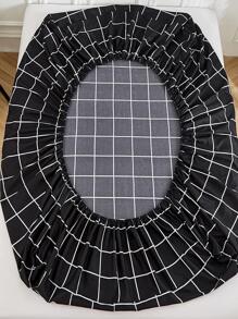 1 pieza Sábana bajera ajustable con patrón de cuadros ajustado moderno de tela para - Blanco y Negro - Ver 4