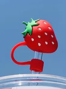 Rainballet 1個草莓造型矽膠吸管帽,附防塵蓋 - 彩色 - 查看 2