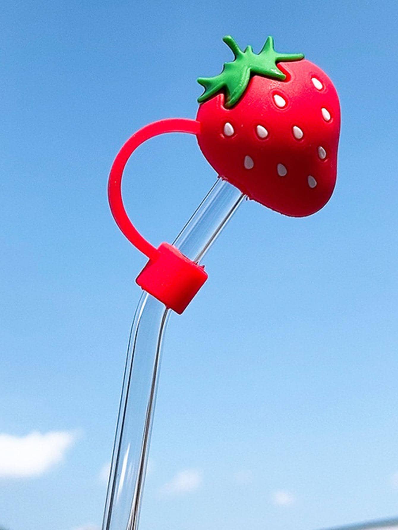 Rainballet 1個草莓造型矽膠吸管帽,附防塵蓋 - 彩色 - 查看 1