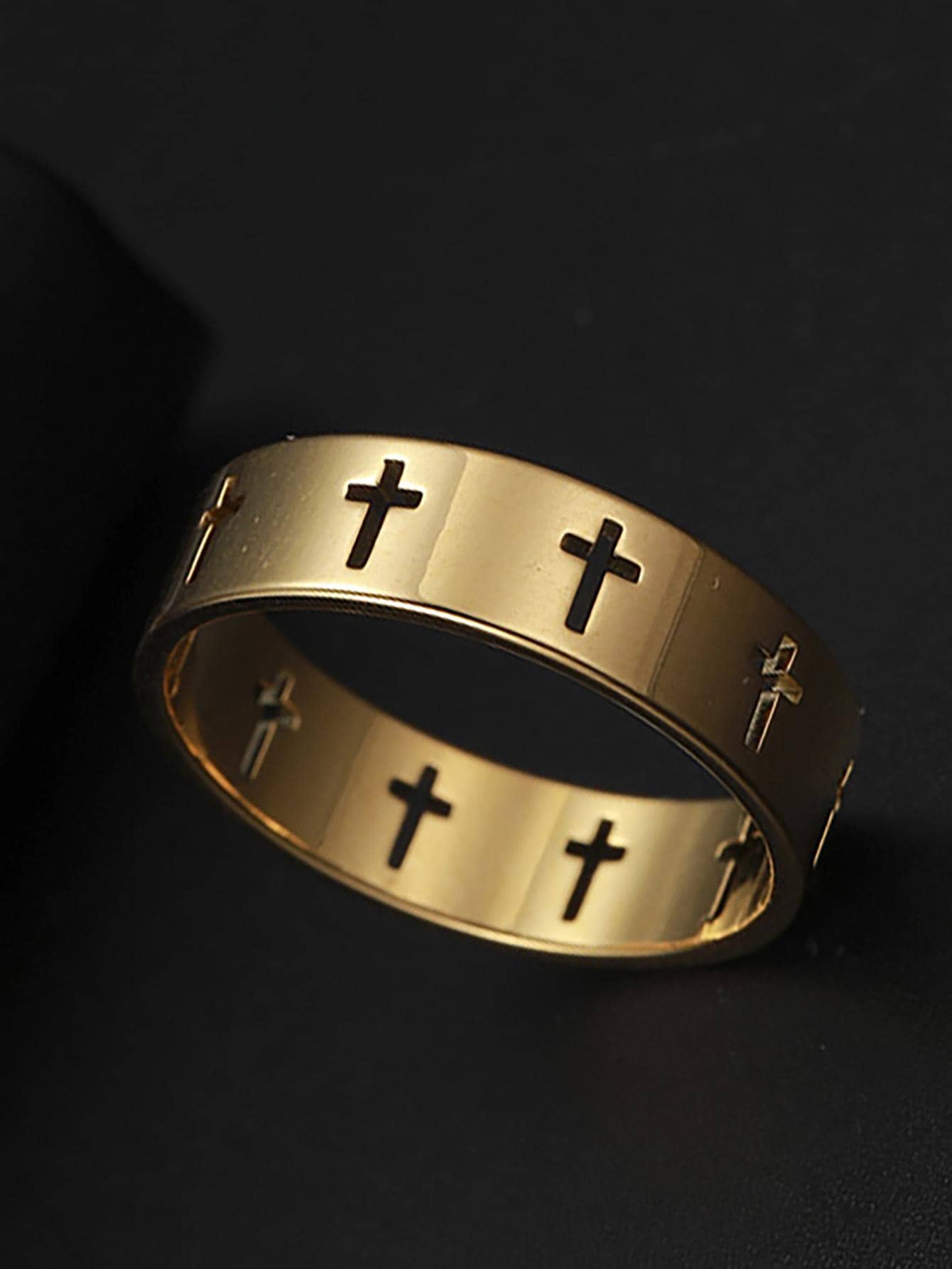Men's Cross Detail Ring, For Jewelry Gift And Party
