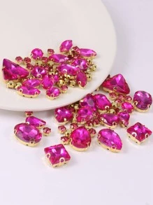 1 包约 130 颗金色缝制水钻宝石，混合形状金属爪玻璃宝石缝纫石，银色 - 玫紅色 - 查看 3