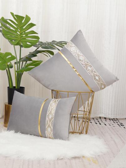 1入組無填充物幾何提花靠墊套現代梭織面料裝飾抱枕套適用於客廳家居裝飾