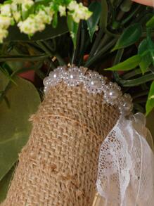 kumozawa 1pc Artificial Rose Bridal Bouquet, Lace Flower Arrangement For Wedding Party - White - View 5