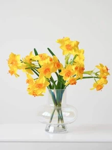 1pc Plastic Artificial Daffodils, Romantic Artificial Flower Bundle For Home Decor And Party - Yellow - View 2