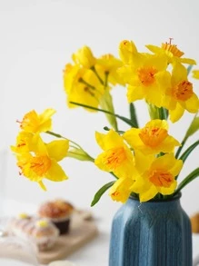 1pc Plastic Artificial Daffodils, Romantic Artificial Flower Bundle For Home Decor And Party - Yellow - View 5