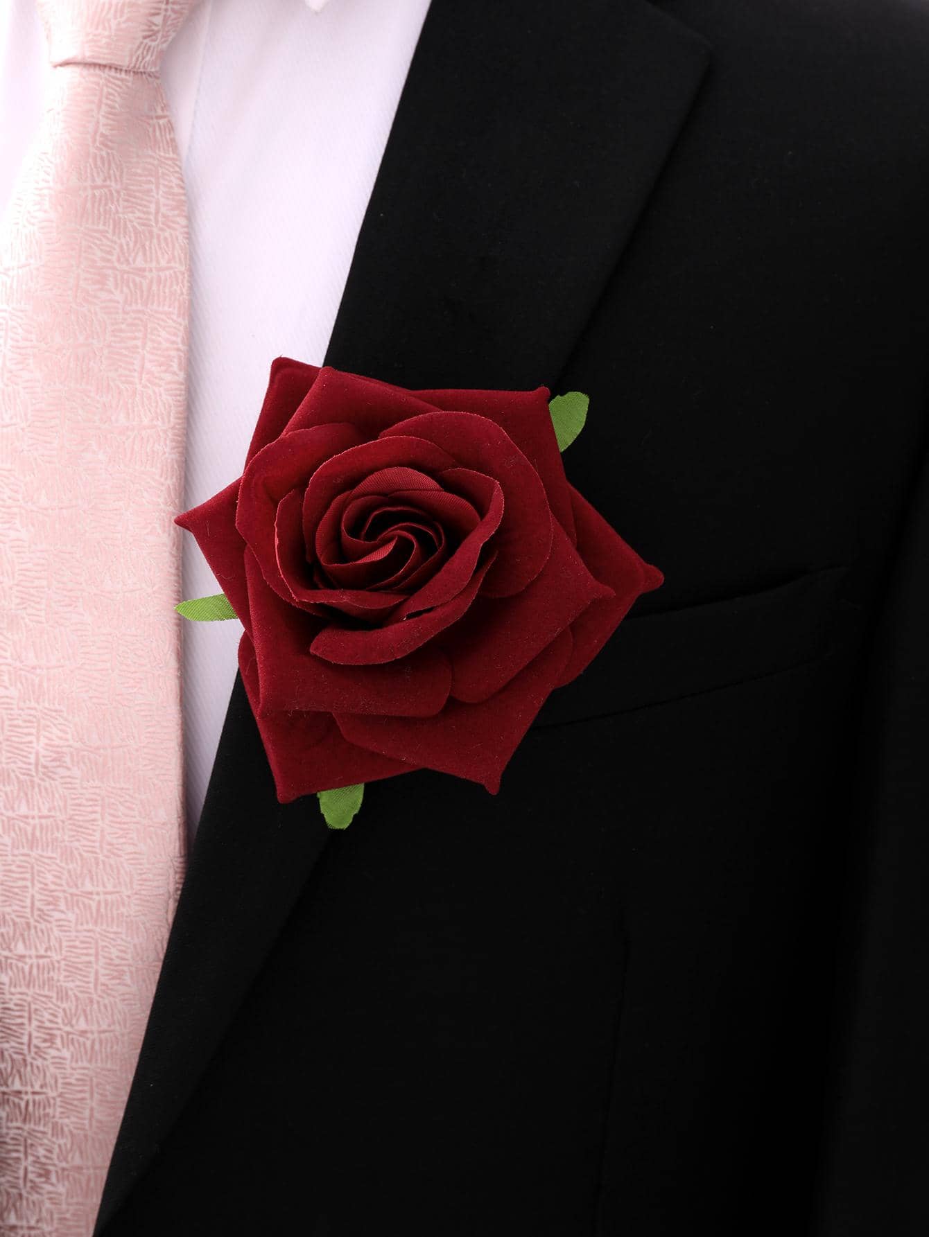 1pc phụ nữ trang trí hoa Boutonniere lãng mạn cho kỳ nghỉ - Đỏ - Xem 1