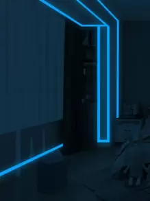 1roll PVC Glow In Dark Floor Sealing Sticker, Modern Solid Color Floor Sealing Sticker For Home - Blue - View 1